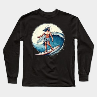 Funny Jesus Christ On Surfboard Long Sleeve T-Shirt